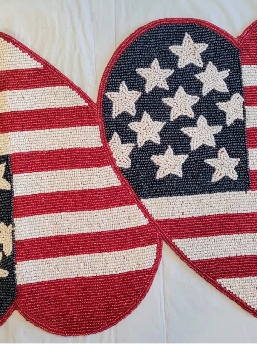 Patriotic Heart-Shaped Table Runner Accent - Red, White & Blue